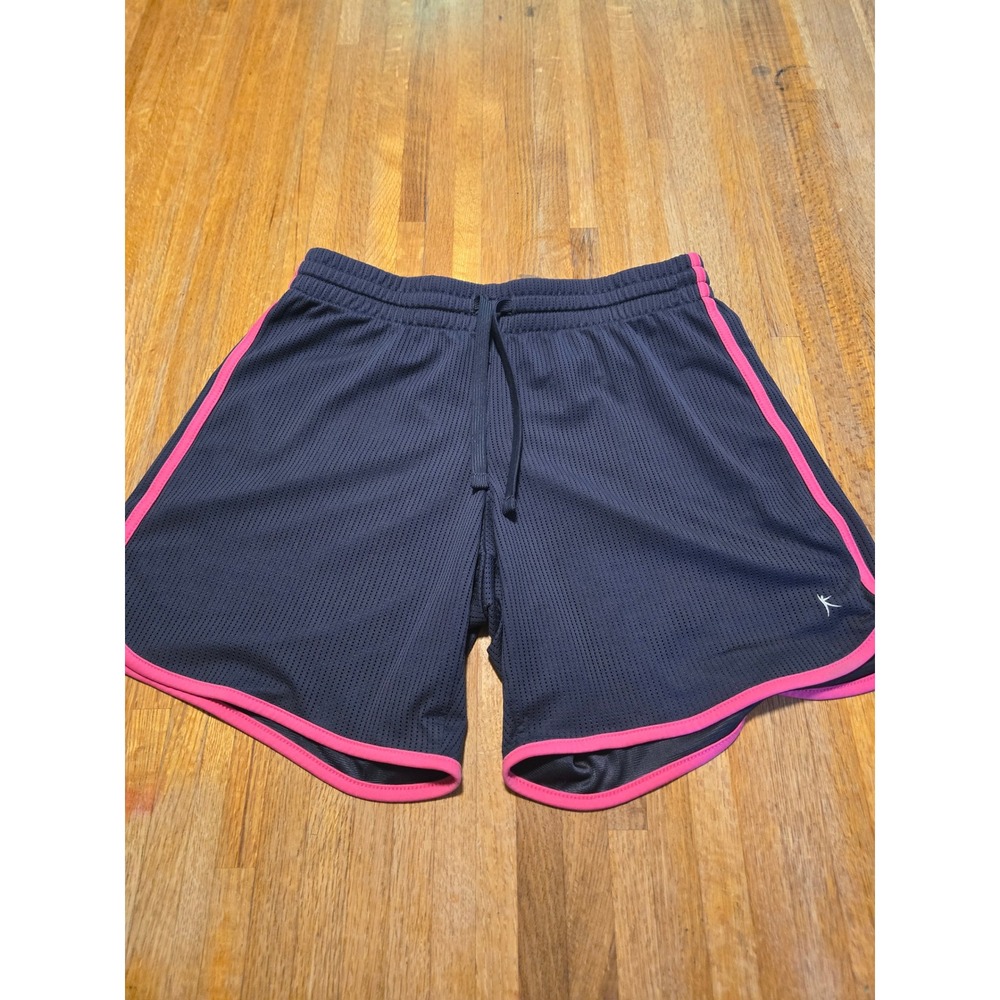 Danskin Now Women Small 4-6 Gray Pink Trimβ Mesh Athletic Gym Running Shorts
